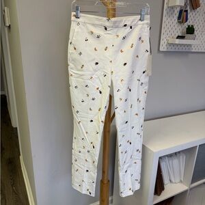 NWT Rachel Zoe White Pull-on Pants with Colorful Fruit Print Size  4